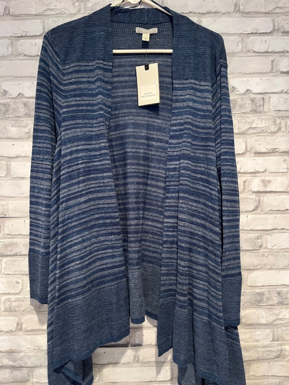 Dana Buchman Blue Striped Open Drape Cardigan new with tags XL